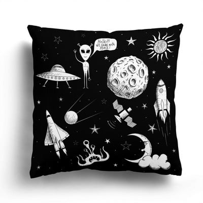 Otthoni kanapé párnahuzat Rajzfilm mintás párnahuzat divat fekete-fehér csillag Astronaut plüss párnahuzat