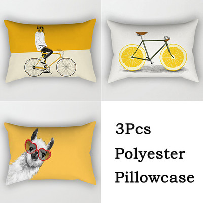 3 bucăți/lot Huse de pernă din poliester, galben, negru, canapea, decorațiunea casei, husă de pernă geometrică cu margarete, cu dungi în mozaic, linie artistică, fete de pernă