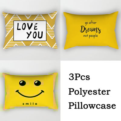 3 bucăți/lot Huse de pernă din poliester, galben, negru, canapea, decorațiunea casei, husă de pernă geometrică cu margarete, cu dungi în mozaic, linie artistică, fete de pernă