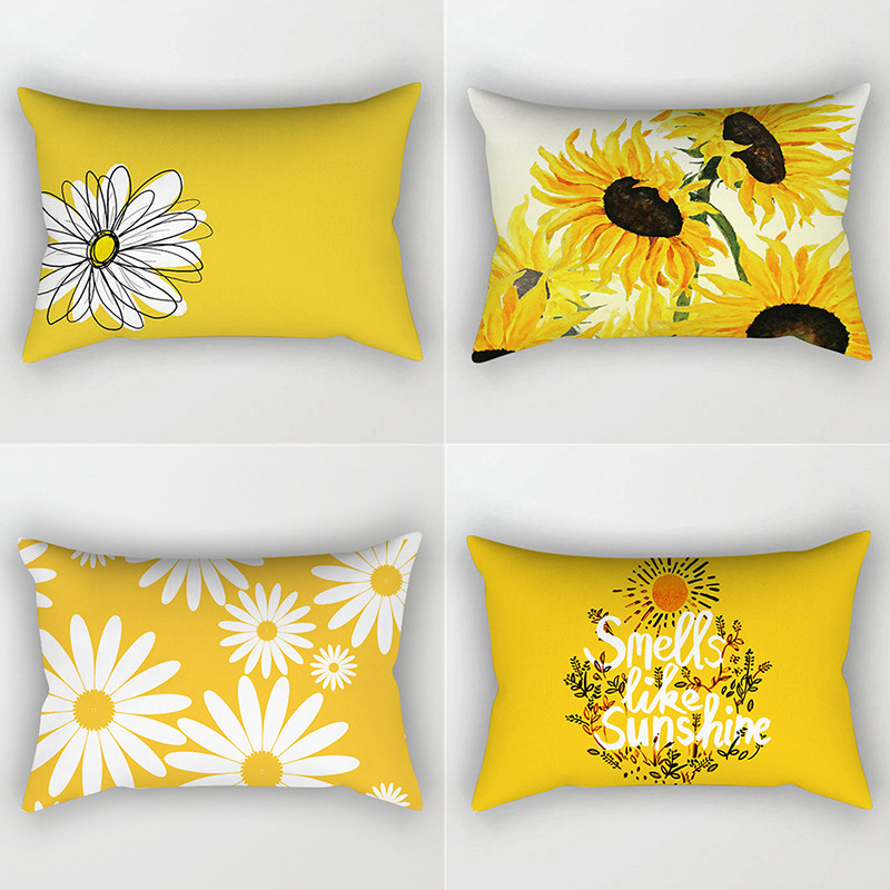 3 db/tétel Sárga fekete poliészter párnahuzat kanapé lakberendezési Daisy geometrikus párnahuzat Patchwork Stripe Art Line párnahuzatok