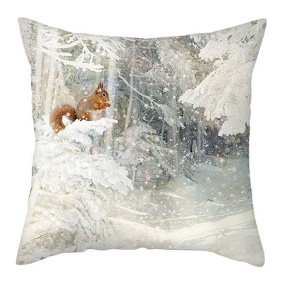 2022 új párnahuzat Xmas Deer In Snow Forest Picture párnahuzat otthoni kanapé dekorációhoz rövid plüss párnahuzatok