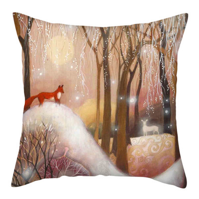 2022 új párnahuzat Xmas Deer In Snow Forest Picture párnahuzat otthoni kanapé dekorációhoz rövid plüss párnahuzatok