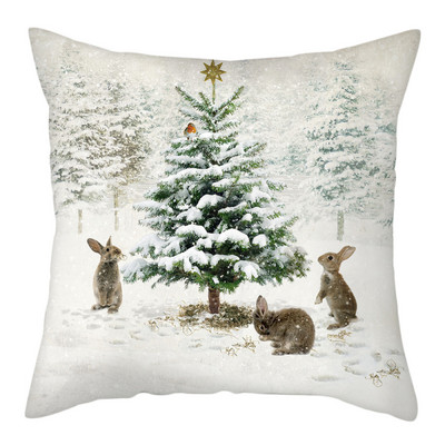 2022 új párnahuzat Xmas Deer In Snow Forest Picture párnahuzat otthoni kanapé dekorációhoz rövid plüss párnahuzatok
