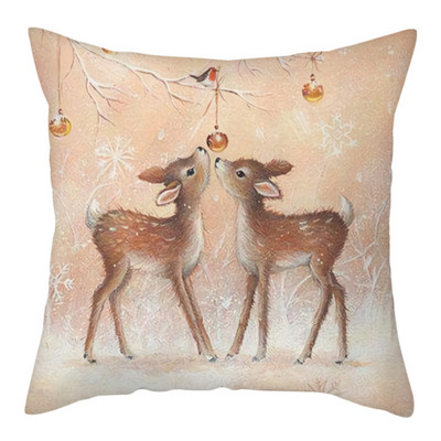 2022 új párnahuzat Xmas Deer In Snow Forest Picture párnahuzat otthoni kanapé dekorációhoz rövid plüss párnahuzatok