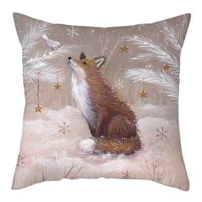 2022 új párnahuzat Xmas Deer In Snow Forest Picture párnahuzat otthoni kanapé dekorációhoz rövid plüss párnahuzatok