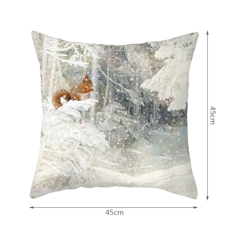 2022 új párnahuzat Xmas Deer In Snow Forest Picture párnahuzat otthoni kanapé dekorációhoz rövid plüss párnahuzatok