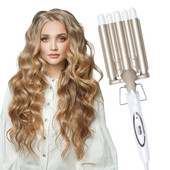 UKLISS Hair Waver kerámia mélyhordó hajvágó vasaló Beach Waves 3 hordós nagyhullámú hajsütő pálca hajformázó hajsütő vasaló
