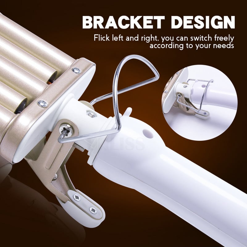 UKLISS Hair Waver kerámia mélyhordó hajvágó vasaló Beach Waves 3 hordós nagyhullámú hajsütő pálca hajformázó hajsütő vasaló