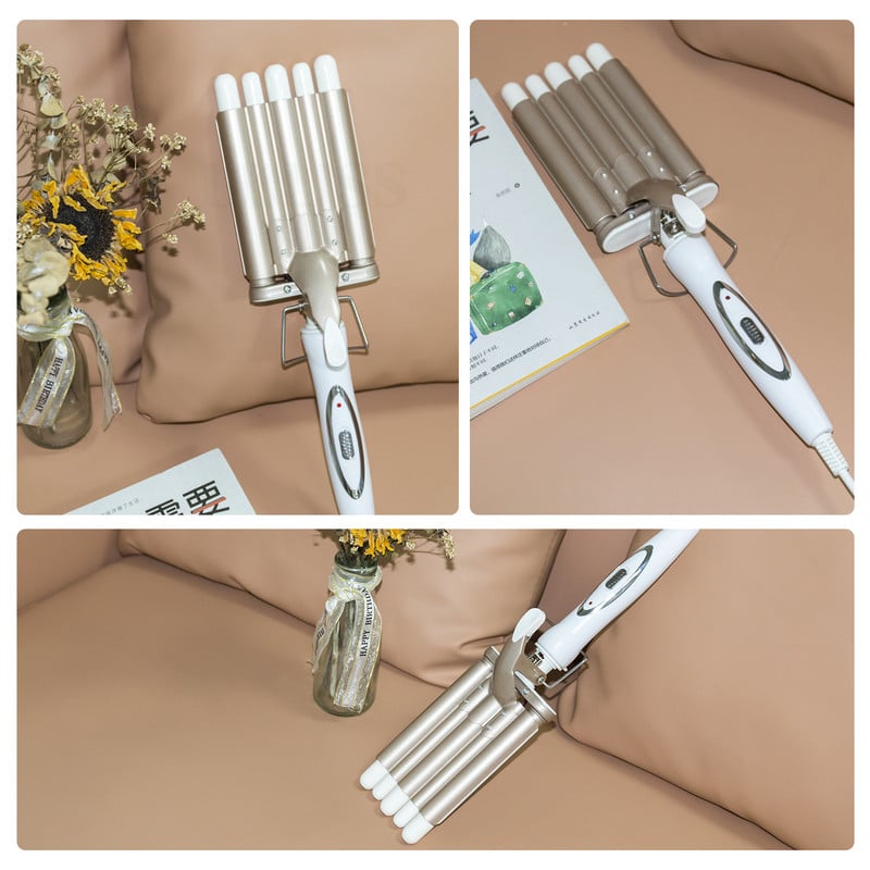 UKLISS Hair Waver kerámia mélyhordó hajvágó vasaló Beach Waves 3 hordós nagyhullámú hajsütő pálca hajformázó hajsütő vasaló