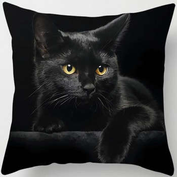 Квадратна калъфка за възглавница с принт Черна котка Обзавеждане на дома Диван за кола Калъфка за възглавница