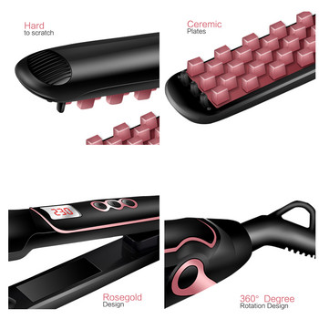 3D Fluffy Hair Styling Hair Volumizing Iron 2 IN 1 Hair Straighting Curling Ceramic Crimper Κυματοειδές μπούκλες επίπεδο σίδερο