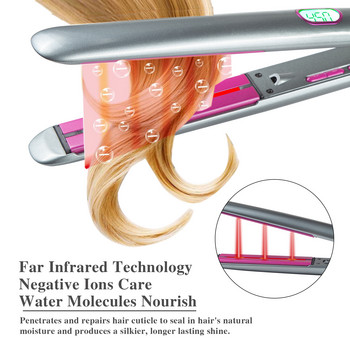 Ισιωτικό μαλλιών Θερμαινόμενες χτένες 2 τμχ Σετ σίδερο υπέρυθρων ανιόντων με μπικουτί με οθόνη LCD Πτυσσόμενη λεία βούρτσα styler μαλλιών