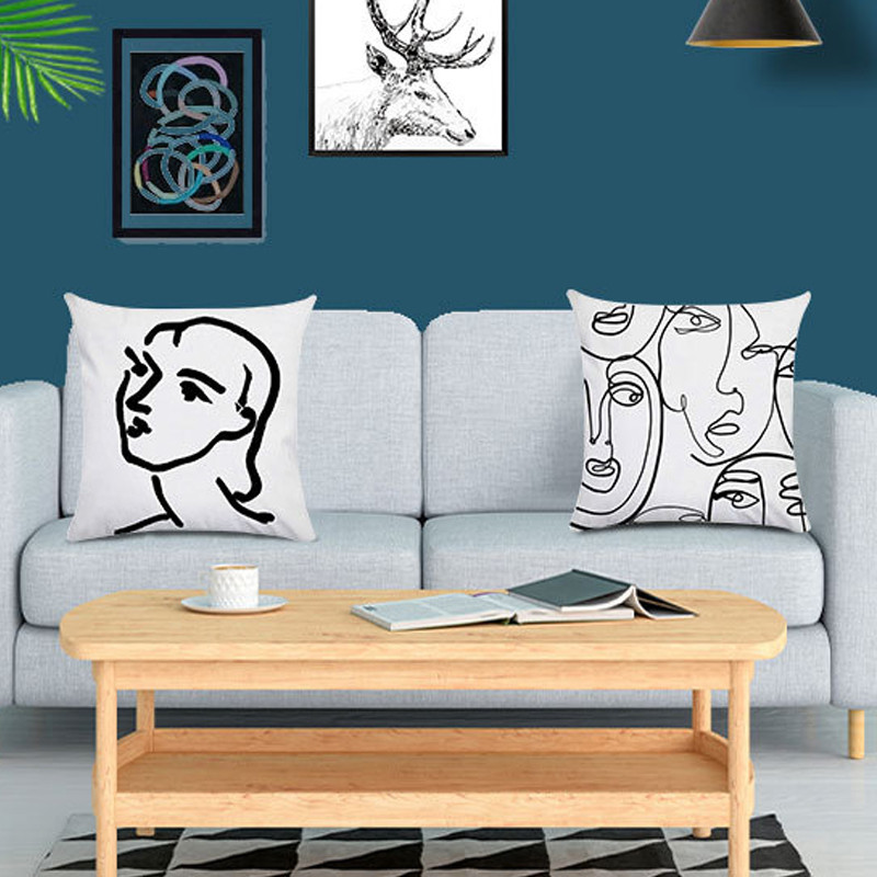 Kanapé Lakás dekoráció Retro Art Absztrakt kék nyomtatású párnahuzat dobás párnahuzat dekoratív párnahuzat