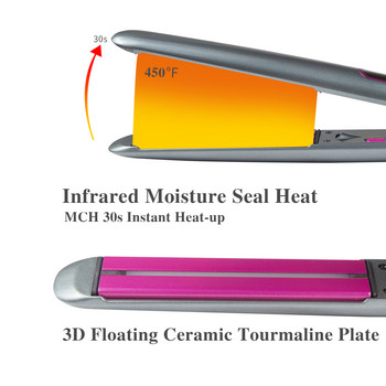 Επαγγελματικό υπέρυθρο ισιωτικό μαλλιών Anion κεραμικά σίδερα για μπούκλες Οθόνη LCD γρήγορης θέρμανσης Επίπεδο σίδερο ίσιο εργαλείο styling