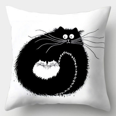 Μαξιλαροθήκη Cute Cat 45cmX45cm Κάλυμμα μαξιλαριού τετράγωνου καναπέ Ακουαρέλα Κάλυμμα μαξιλαριού για γάτα Loving