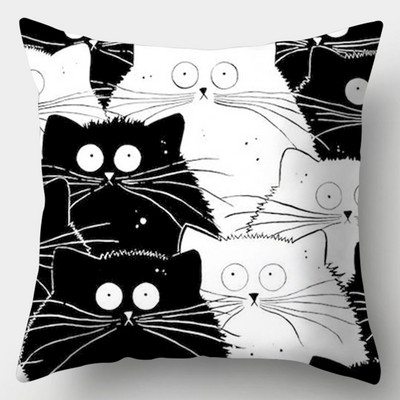 Μαξιλαροθήκη Cute Cat 45cmX45cm Κάλυμμα μαξιλαριού τετράγωνου καναπέ Ακουαρέλα Κάλυμμα μαξιλαριού για γάτα Loving