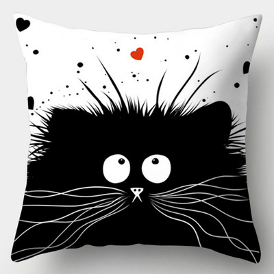 Μαξιλαροθήκη Cute Cat 45cmX45cm Κάλυμμα μαξιλαριού τετράγωνου καναπέ Ακουαρέλα Κάλυμμα μαξιλαριού για γάτα Loving