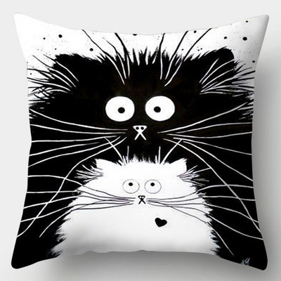 Μαξιλαροθήκη Cute Cat 45cmX45cm Κάλυμμα μαξιλαριού τετράγωνου καναπέ Ακουαρέλα Κάλυμμα μαξιλαριού για γάτα Loving