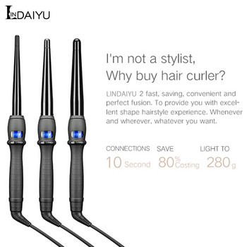 LINDAIYU Κεραμικά εργαλεία styling Επαγγελματικό σίδερο για μπούκλες μαλλιών Hair Waver Κώνος λουλουδιών αχλαδιού Ηλεκτρικό ραβδί για μπούκλες μαλλιών