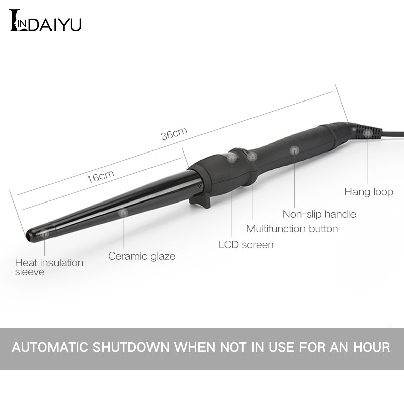 LINDAIYU Instrumente de coafat ceramice Fier de ondulat profesional pentru păr ondulat de păr Peră Con de flori Ondulator de păr electric Baghetă
