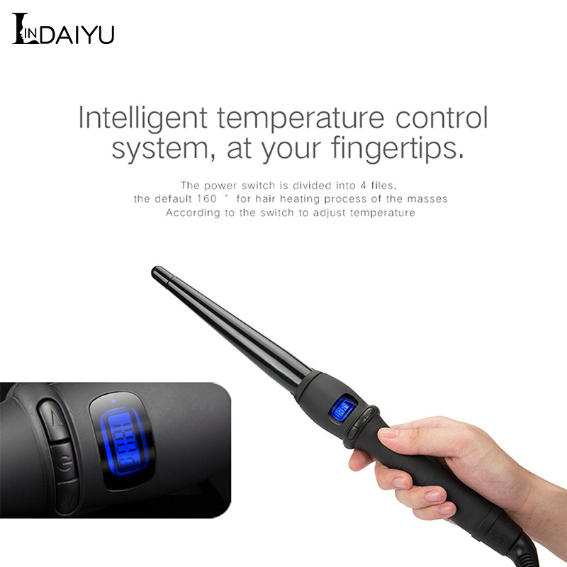 LINDAIYU Instrumente de coafat ceramice Fier de ondulat profesional pentru păr ondulat de păr Peră Con de flori Ondulator de păr electric Baghetă