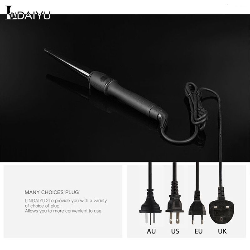 LINDAIYU Instrumente de coafat ceramice Fier de ondulat profesional pentru păr ondulat de păr Peră Con de flori Ondulator de păr electric Baghetă