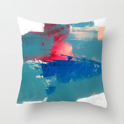 Αφηρημένη ζωγραφισμένη στο χέρι Μαξιλαροθήκη Γεωμετρικό πολύχρωμο μοτίβο κάλυμμα μαξιλαριού από πολυεστέρα Διακόσμηση φόντου καναπέ σαλονιού