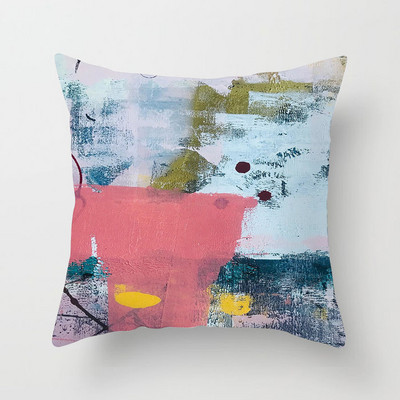 Αφηρημένη ζωγραφισμένη στο χέρι Μαξιλαροθήκη Γεωμετρικό πολύχρωμο μοτίβο κάλυμμα μαξιλαριού από πολυεστέρα Διακόσμηση φόντου καναπέ σαλονιού