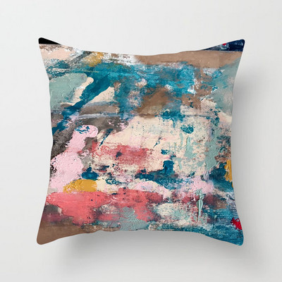 Αφηρημένη ζωγραφισμένη στο χέρι Μαξιλαροθήκη Γεωμετρικό πολύχρωμο μοτίβο κάλυμμα μαξιλαριού από πολυεστέρα Διακόσμηση φόντου καναπέ σαλονιού