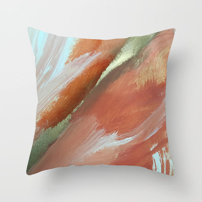 Αφηρημένη ζωγραφισμένη στο χέρι Μαξιλαροθήκη Γεωμετρικό πολύχρωμο μοτίβο κάλυμμα μαξιλαριού από πολυεστέρα Διακόσμηση φόντου καναπέ σαλονιού