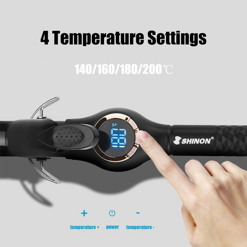 Ondulator de păr de 9 mm Fier de ondulat Baghetă de ondulare electrică din ceramică ondulatoare ondulate pentru păr Instrumente profesionale pentru ondularea părului 3/8 inch