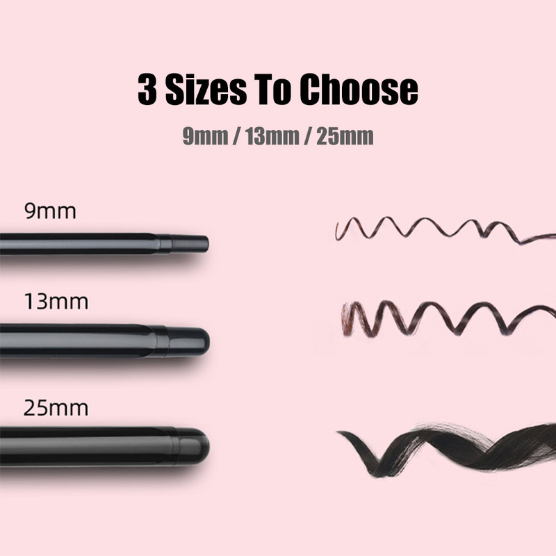 Ondulator de păr de 9 mm Fier de ondulat Baghetă de ondulare electrică din ceramică ondulatoare ondulate pentru păr Instrumente profesionale pentru ondularea părului 3/8 inch