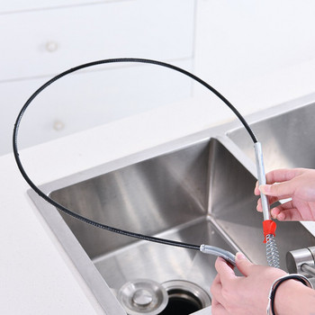 Εύκαμπτος νεροχύτης κουζίνας, μαζεύοντας μαλλιά με λαβή ελατηρίου Εργαλεία καθαρισμού Pipeline Dredge Sink Hair Brush Cleaner Bend Sink Tools