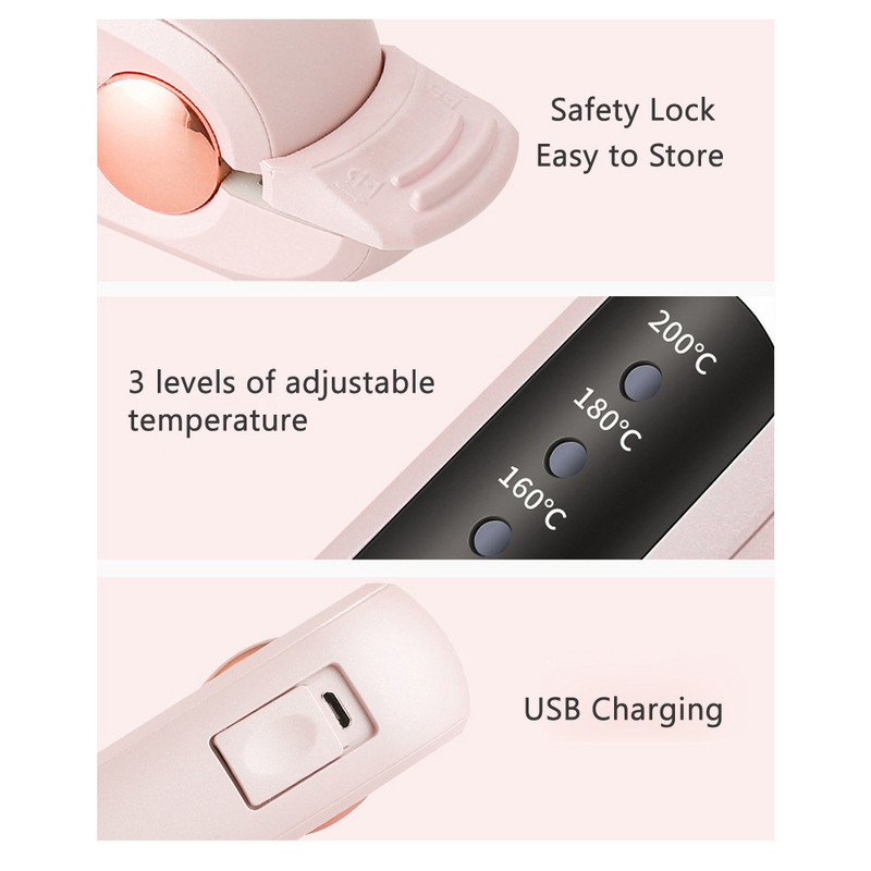 USB punjivo glačalo Bežični prijenosni keramički uređaj za ravnanje kose Uvijač Lagani stilizator za ravnanje brade 4000 mA