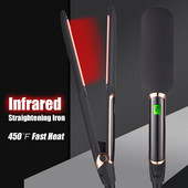 Ισιωτικό μαλλιών υπέρυθρης ακτινοβολίας Επαγγελματικές κεραμικές πλάκες Επίπεδες σίδερο MCH 470℉ Γρήγορη θέρμανση Οθόνη LCD Σίδερα περιποίησης μαλλιών