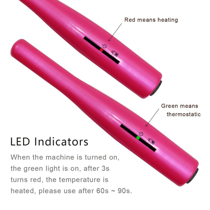 Επαγγελματικό μίνι μπουκλάκι μαλλιών φορητό ασύρματο σίδερο μολυβιού επαναφόρτισης USB 2 σε 1 ίσιο εργαλείο styling μαλλιών