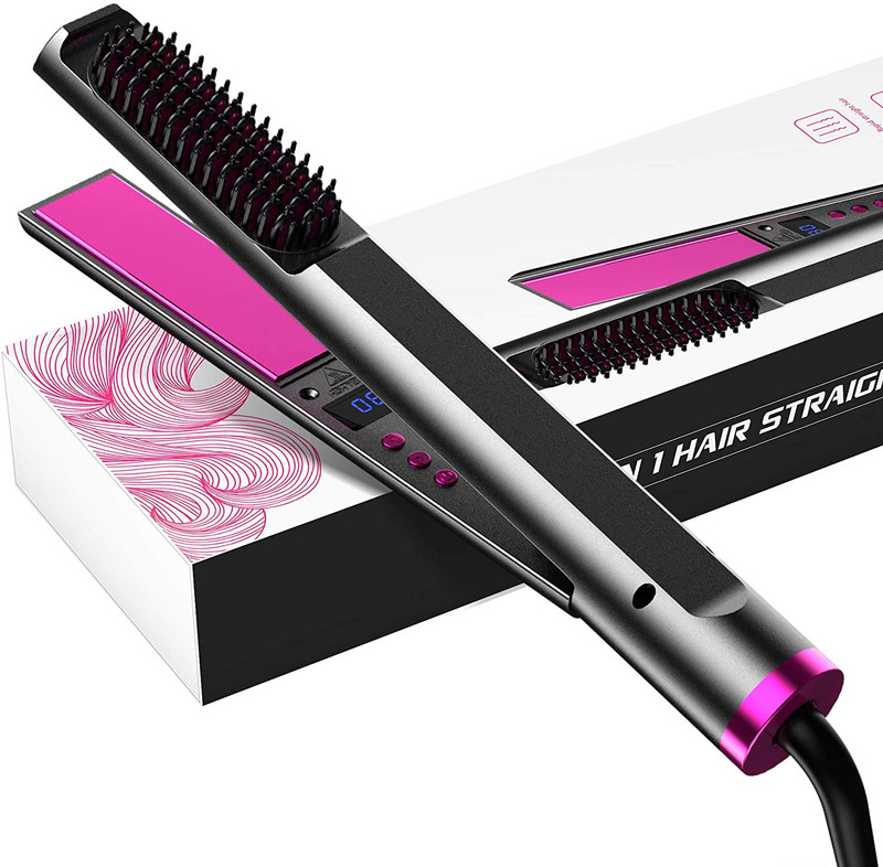 Plaukų tiesinimo lygintuvai Profesionalūs plaukų tiesinimo šepečiai Plokščias lygintuvas moterims Susuktieji Elektriniai Greitai Įkaista Tiesios Šukos