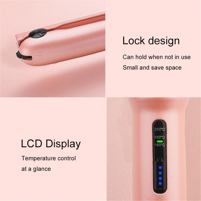 Nešiojamas plaukų lygintuvas mažas USB įkraunamas plaukų tiesintuvas suktukas belaidis tiesinimo lygintuvas salono formavimo įrankiai 100-240V