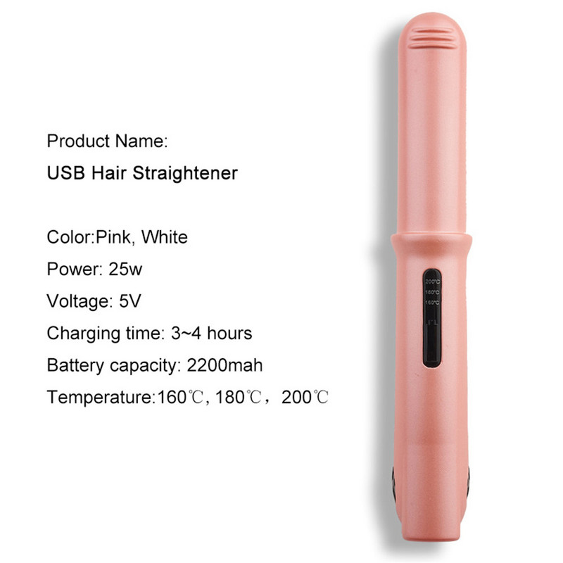 Nešiojamas plaukų lygintuvas mažas USB įkraunamas plaukų tiesintuvas suktukas belaidis tiesinimo lygintuvas salono formavimo įrankiai 100-240V