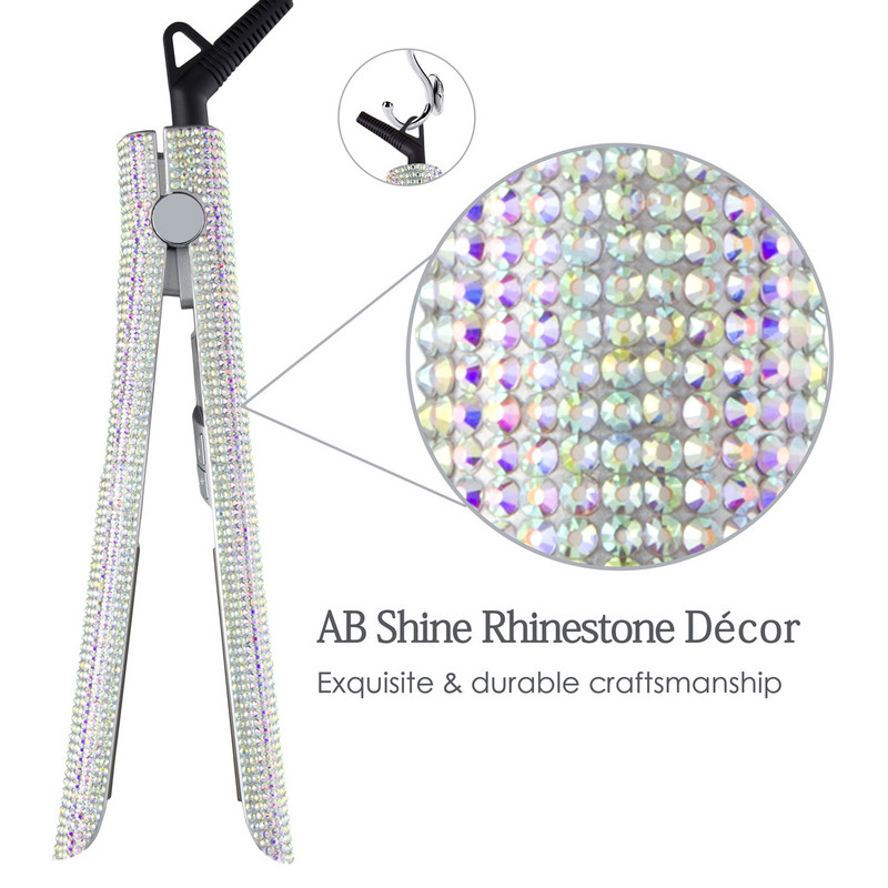 Rhinestone Flat σίδερο Ισιωτικό μαλλιών από τιτάνιο Ψηφιακή χτένα ισιώματος μαλλιών υψηλής θερμοκρασίας Θερμοκρασία