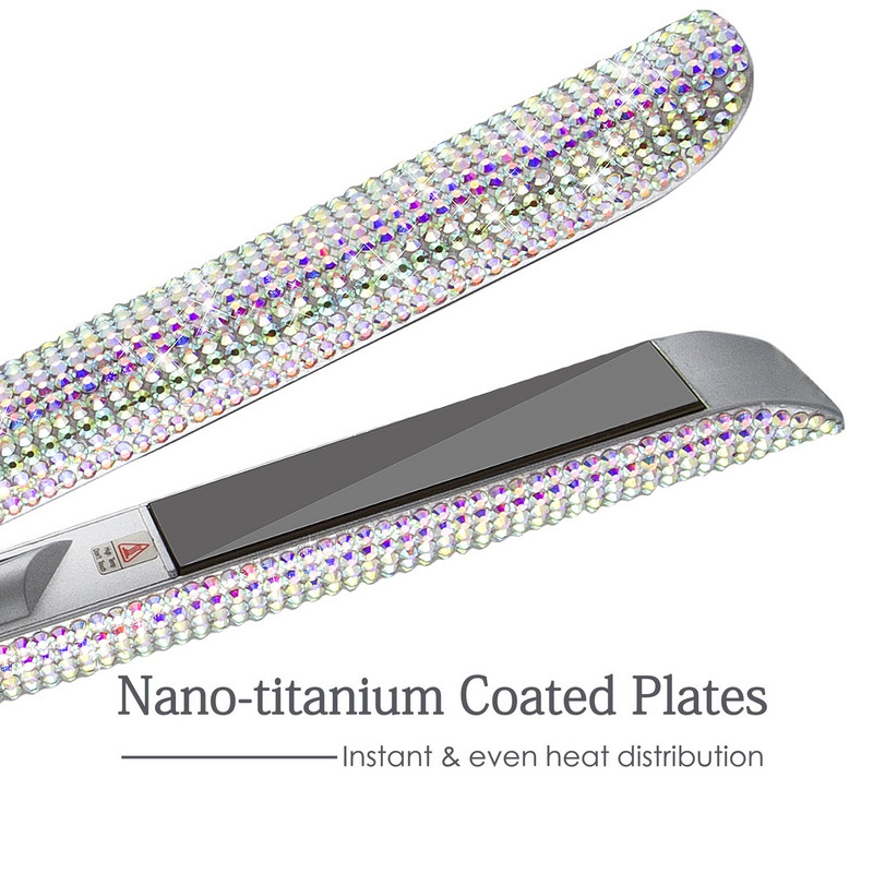 Rhinestone Flat σίδερο Ισιωτικό μαλλιών από τιτάνιο Ψηφιακή χτένα ισιώματος μαλλιών υψηλής θερμοκρασίας Θερμοκρασία