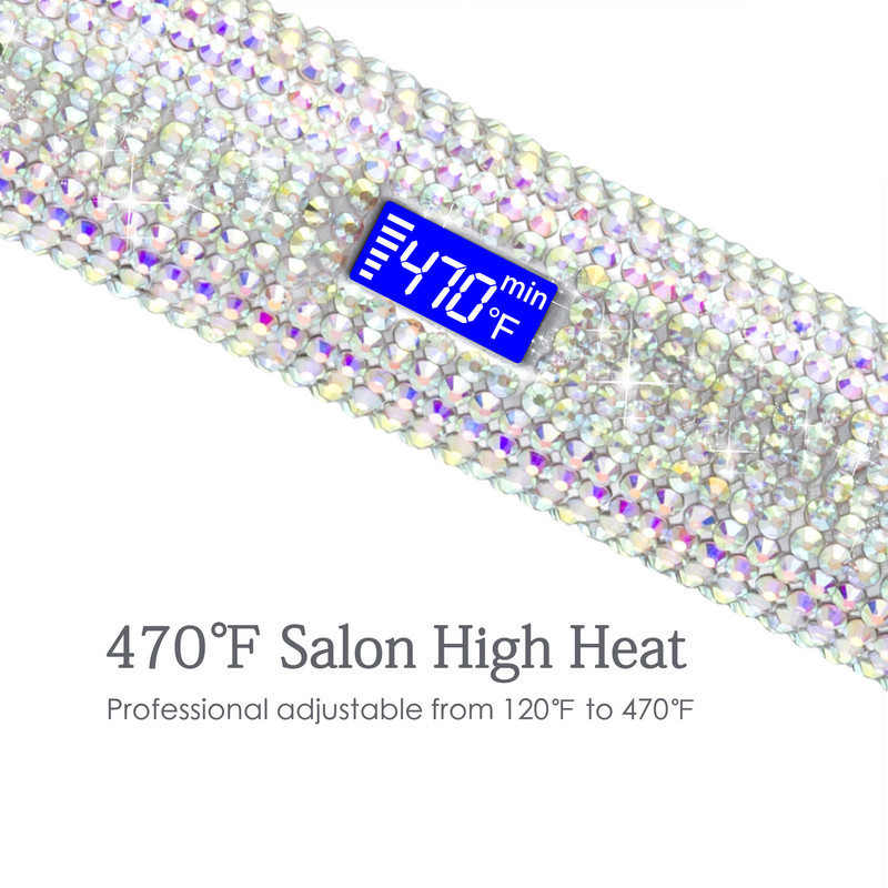 Rhinestone Flat σίδερο Ισιωτικό μαλλιών από τιτάνιο Ψηφιακή χτένα ισιώματος μαλλιών υψηλής θερμοκρασίας Θερμοκρασία