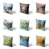 Van Gogo aliejinė tapyba pagalvės užvalkalas sofos pagalvėlės užvalkalas saulėgrąžos žvaigždėtas naktinis pagalvės užvalkalas Vestuvių vakarėlis namų dekoras 45x45cm