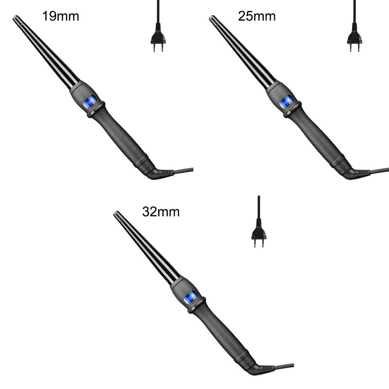  „EU Plug“ plaukų garbanojimo lygintuvas Greitai įkaistantis reguliuojamas plaukų formavimo suktukas „Salon Cone“ profesionalus „Waver“ stilius 
