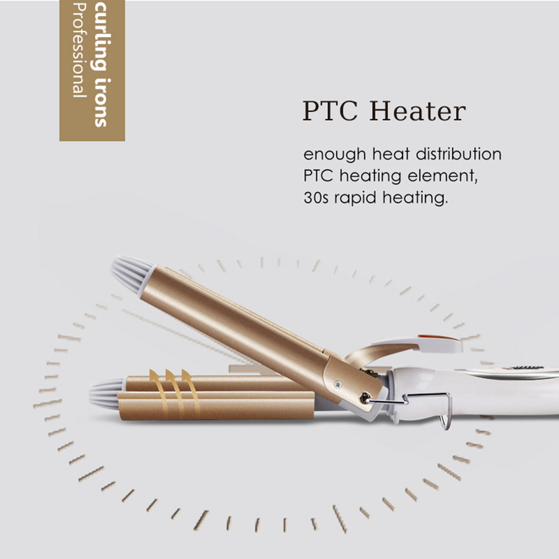 Plaukų garbanojimo geležis Profesionalūs plaukų bangavimo įrankiai Trigubas keraminis suktukas Elektrinis garbanojimo formuotojas 3 statinės gofruotojai