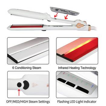 Profession Steam Infrared Flat Iron 2 inch Vapor Spray Care Hair Straightener Fast Heating Hair Styling Salon