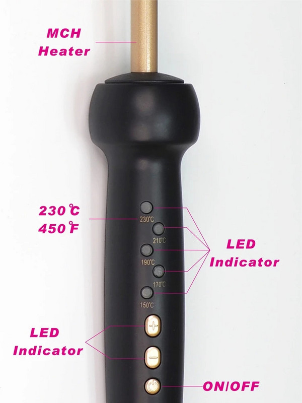 NO BOX MCH Tight Curls Wand Roller Szupervékony Hajcsavaró Kerámia Kúpos Ringlet Afro Hair Beauty Curling Vas hullámlemez