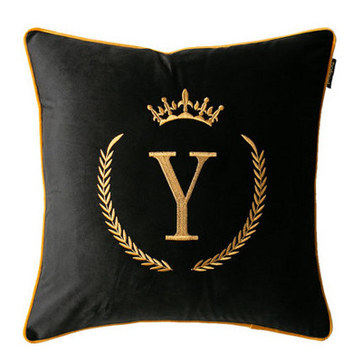 Diphylleia AZ betűvel hímzett párnahuzat autentikus luxus fekete bársony párnahuzat nappali kanapé Irodai autó otthoni ajándék