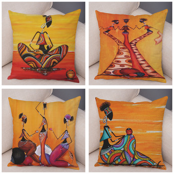 Абстрактна живопис Африканска жива калъфка за възглавница Африканска жена Домашен декор Калъфка за възглавница Галерия Екзотична калъфка