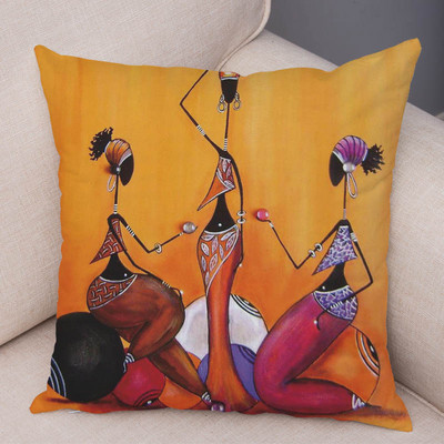 Abstraktus paveikslas Afrikos gyvenantis pagalvės užvalkalas Afrikos moteris namų dekoras Pagalvės užvalkalų galerija Egzotiškas pagalvėlės užvalkalas